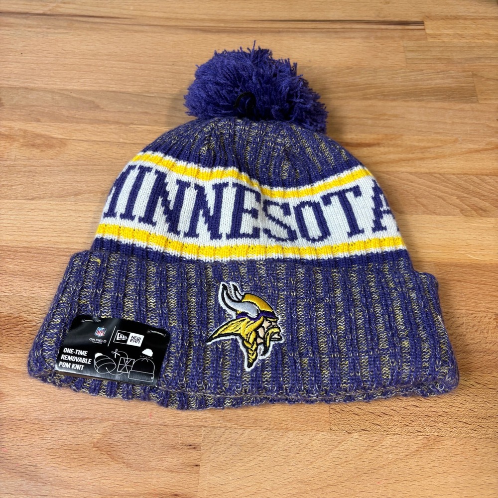Minnesota Vikings Hat One Size Purple‎ Beanie Fleece Lined Winter New Era NWT